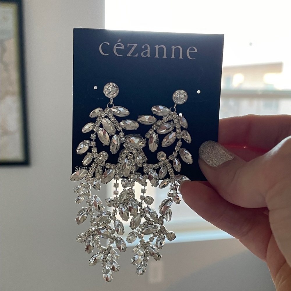 Silver Crystal Drop Earrings